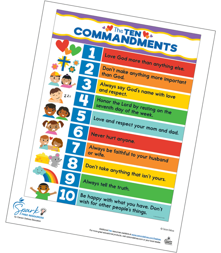 The Ten Commandments Chart Free Printable-Religious-Tools 4 Teaching-Classroom Decor and More
