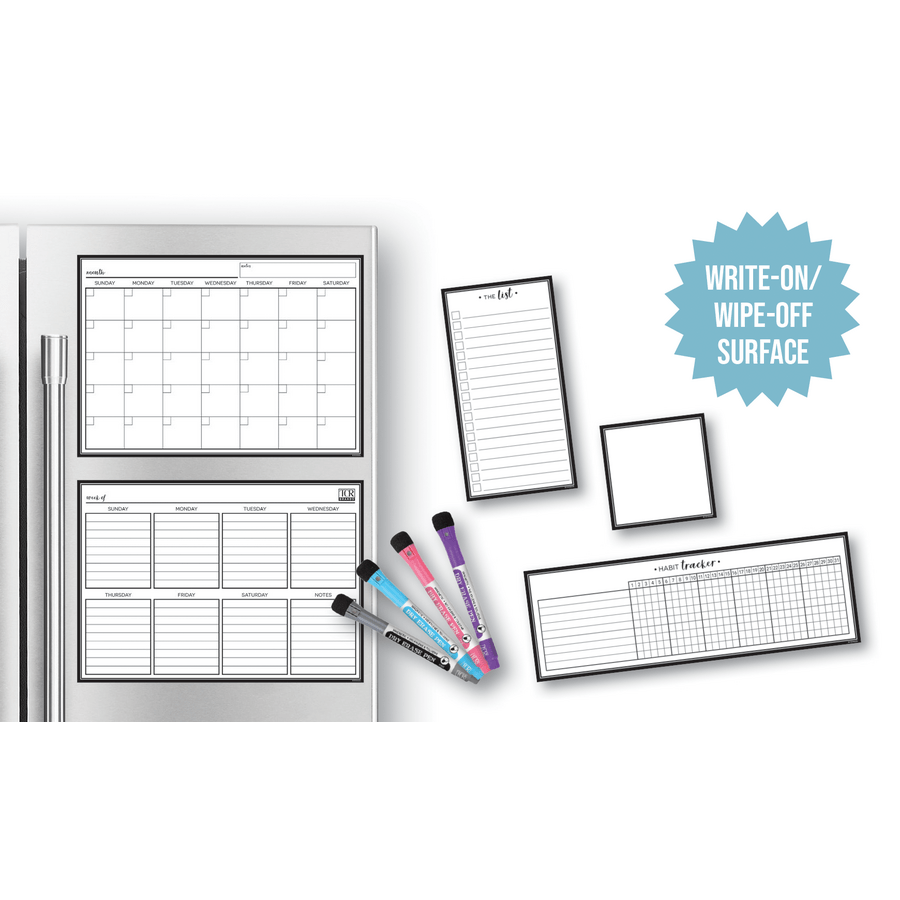 Black & White Dry-Erase Magnetic Calendar Set-Dry Erase-Tools 4 Teaching-Classroom Decor and More