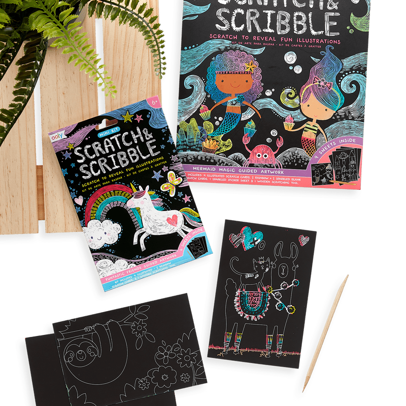 Funtastic Friends Scratch and Scribble Mini Scratch Art Kit-Craft Activity-Tools 4 Teaching-Classroom Decor and More