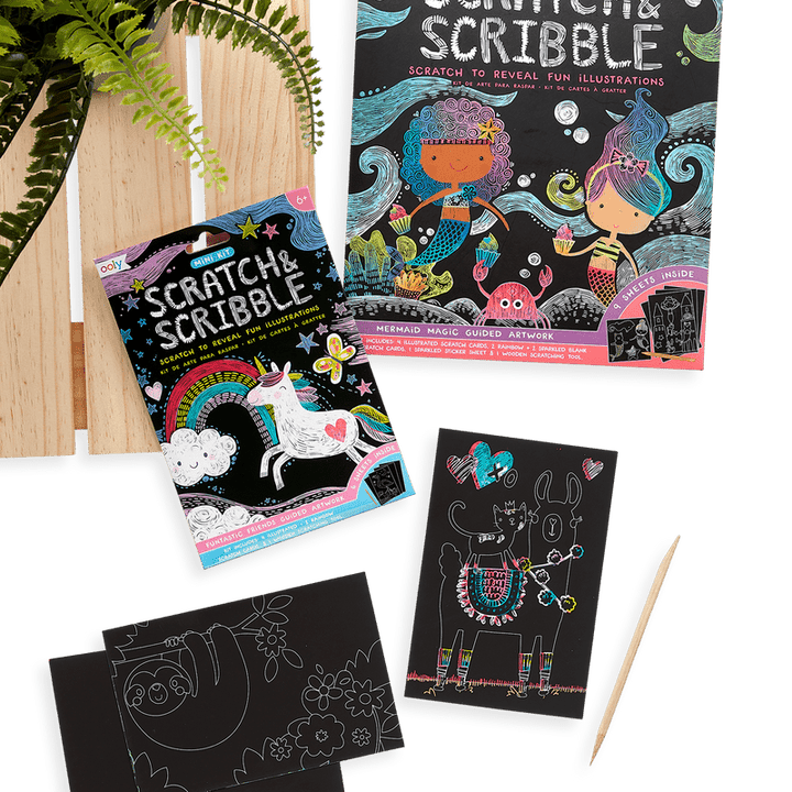 Funtastic Friends Scratch and Scribble Mini Scratch Art Kit-Craft Activity-Tools 4 Teaching-Classroom Decor and More