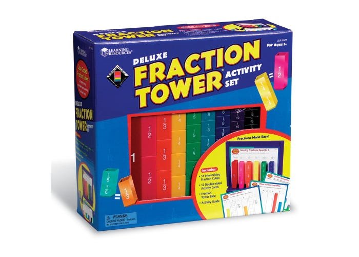 Fraction Tower® Activity Set-Fractions, Geometry & Measurement-Tools 4 Teaching-Classroom Decor and More