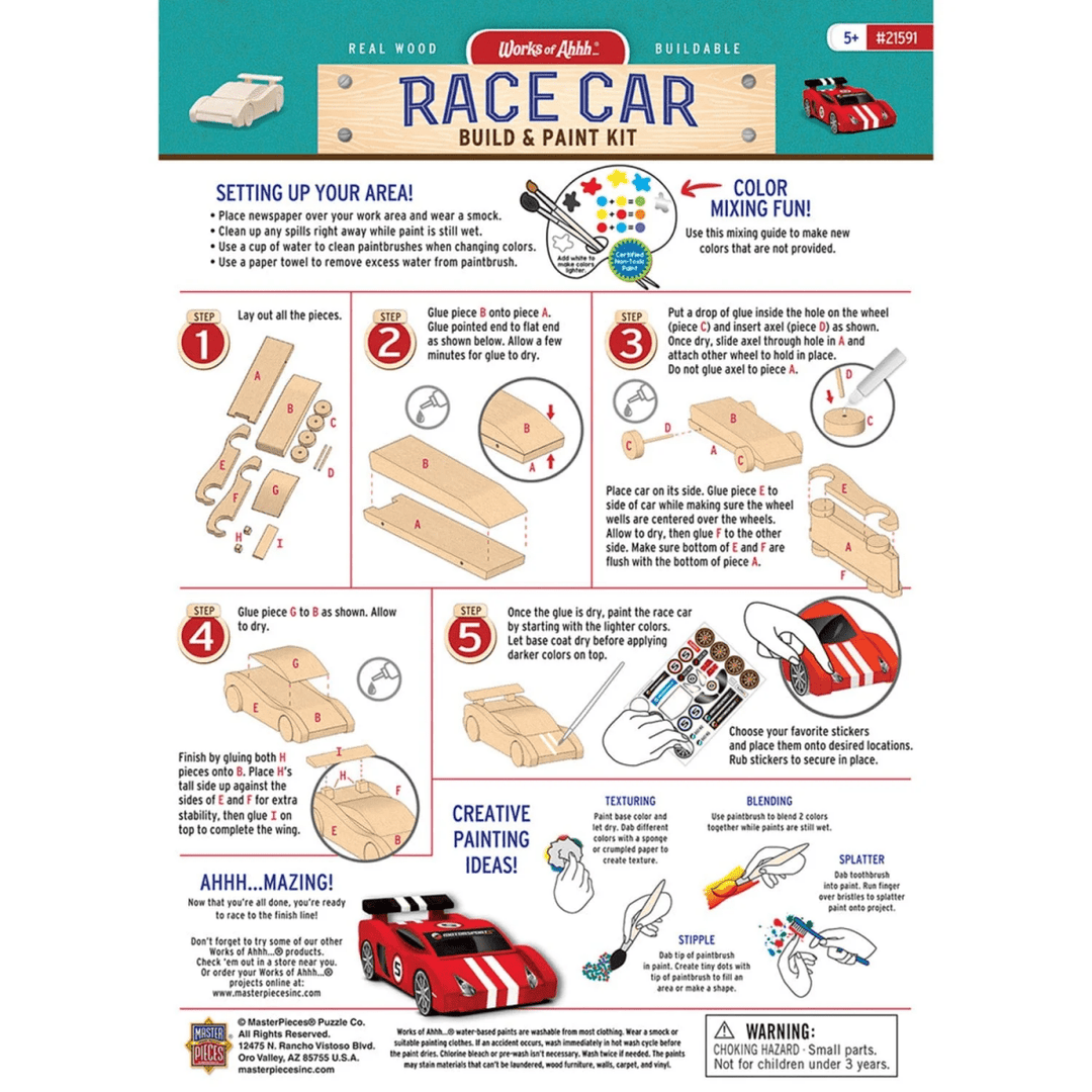 Race Car Buildable Wood Craft & Paint Kit-Craft Activity-Tools 4 Teaching-Classroom Decor and More