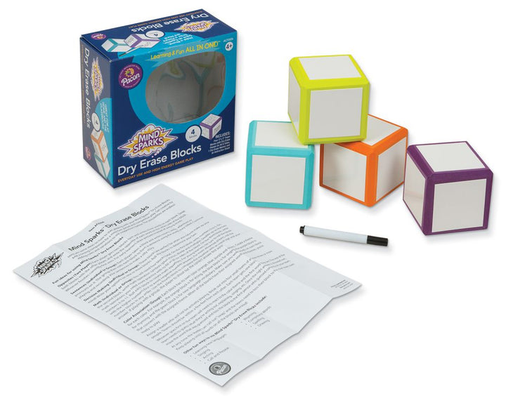 Mind Sparks® Dry Erase Blocks 3" X 3" Assorted Colors 4 Blocks-Dry Erase-Tools 4 Teaching-Classroom Decor and More