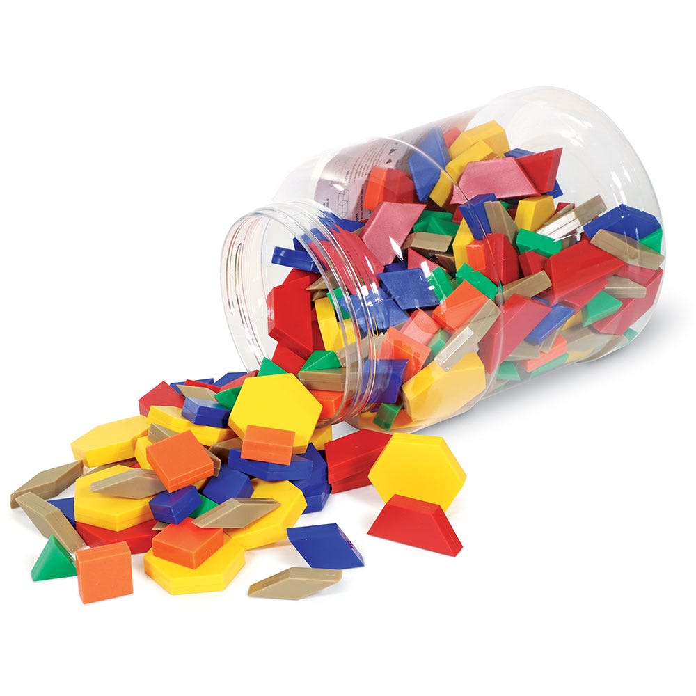 *Plastic Pattern Blocks - 1 cm, Set of 250-Numbers, Counting & Sorting-Tools 4 Teaching-Classroom Decor and More