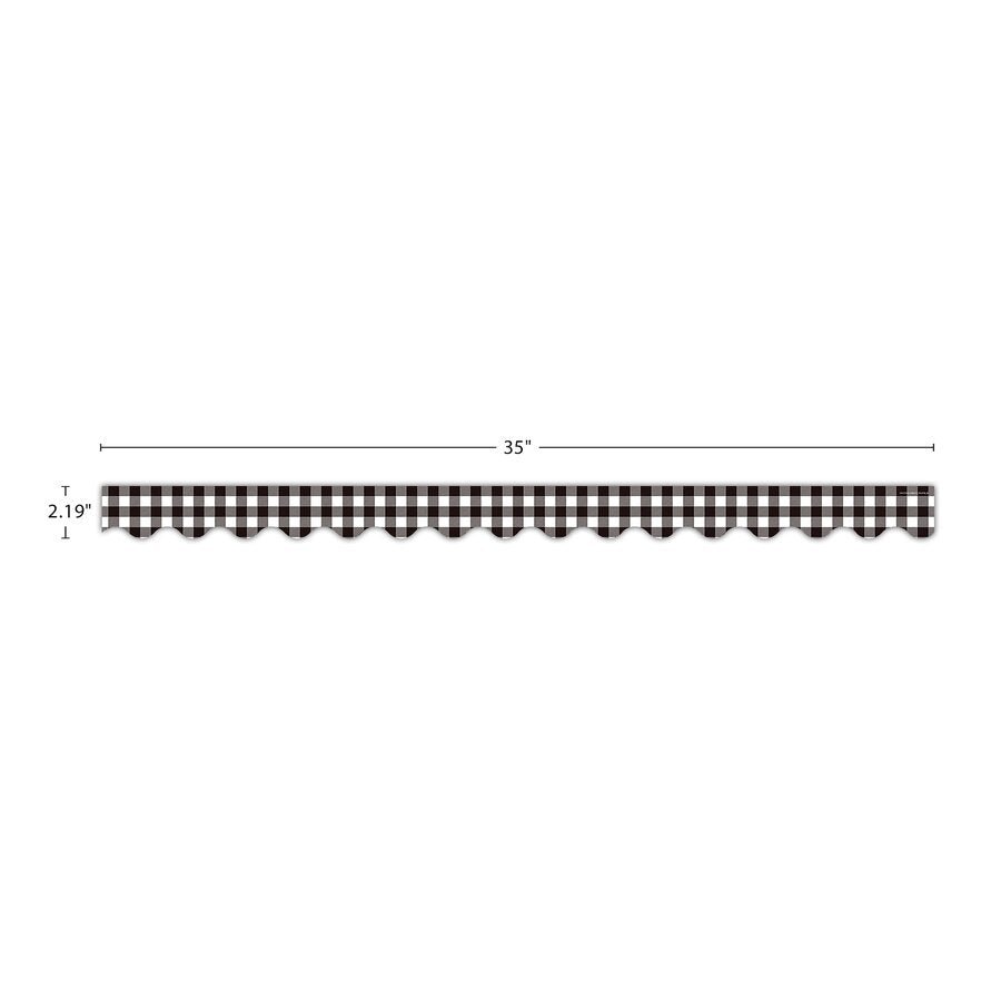 Black and White Gingham Scalloped Border Trim-Borders-Tools 4 Teaching-Classroom Decor and More