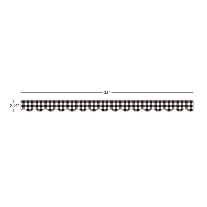 Black and White Gingham Scalloped Border Trim-Borders-Tools 4 Teaching-Classroom Decor and More