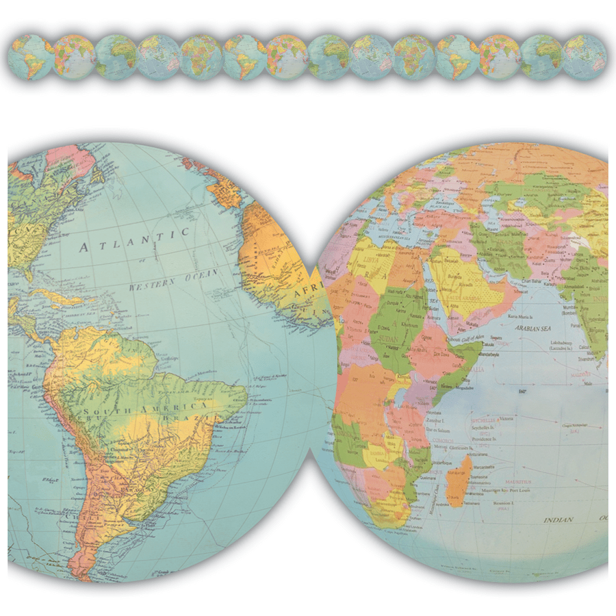 Travel the Map Globes Die-Cut Border Trim-Borders-Tools 4 Teaching-Classroom Decor and More