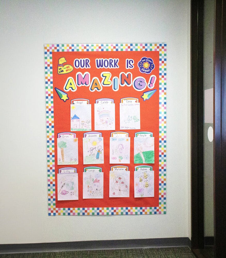 We Stick Together Our Work Is Amazing Pre-punched Bulletin Board Set Grade PK-5-Bulletin Board Sets-Tools 4 Teaching-Classroom Decor and More