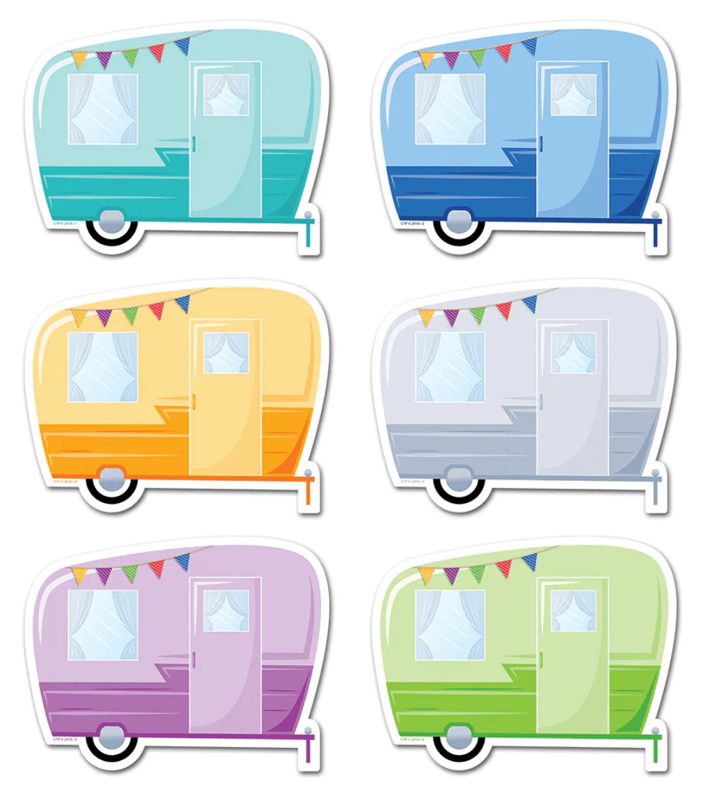 Woodland Friends Vintage Trailers 6" Designer Cut-Outs-Accents-Tools 4 Teaching-Classroom Decor and More