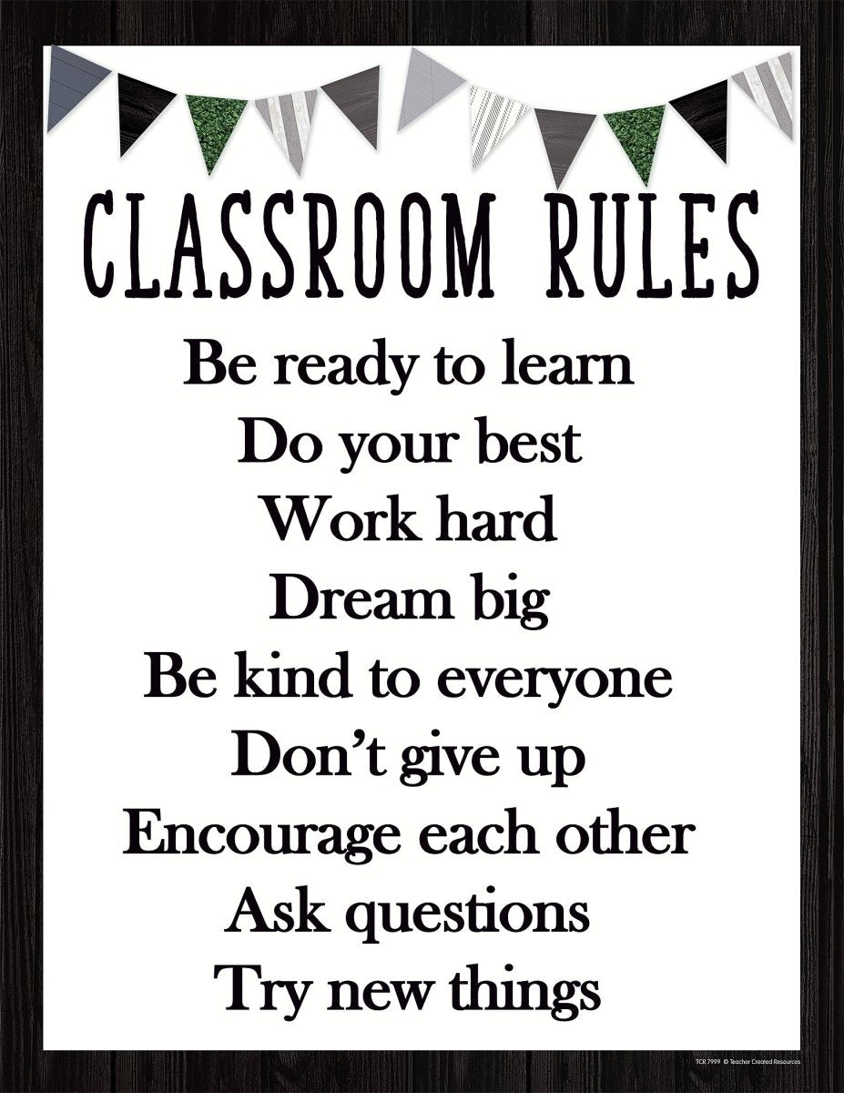 *Modern Farmhouse Classroom Rules Chart-Charts-Tools 4 Teaching-Classroom Decor and More