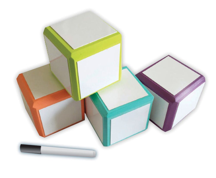 Mind Sparks® Dry Erase Blocks 3" X 3" Assorted Colors 4 Blocks-Dry Erase-Tools 4 Teaching-Classroom Decor and More