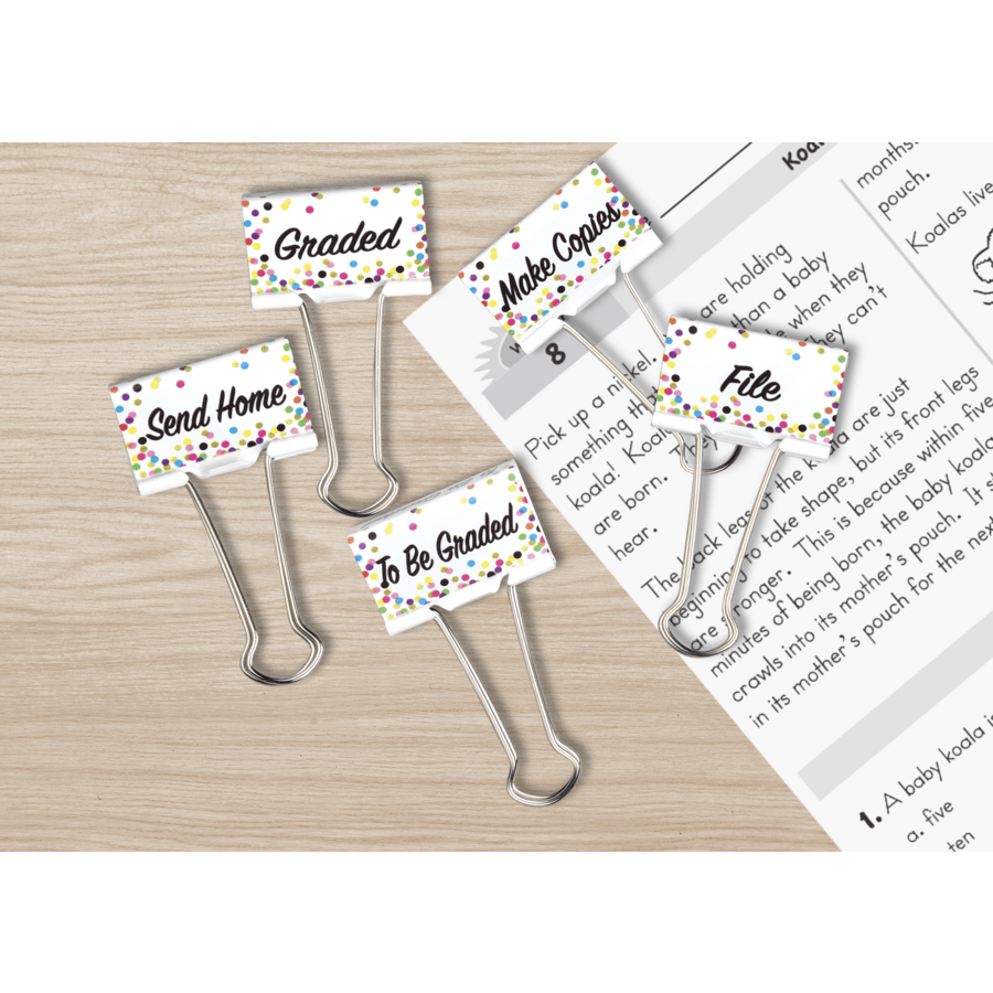 Confetti Classroom Management Large Binder Clips-Office Supplies-Tools 4 Teaching-Classroom Decor and More