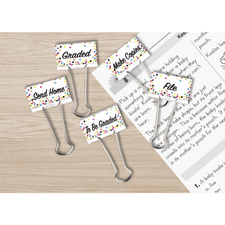 Confetti Classroom Management Large Binder Clips-Office Supplies-Tools 4 Teaching-Classroom Decor and More