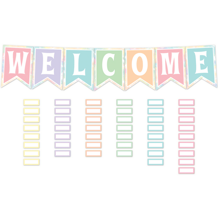 Pastel Pop Pennants Welcome Bulletin Board-Bulletin Board Sets-Tools 4 Teaching-Classroom Decor and More
