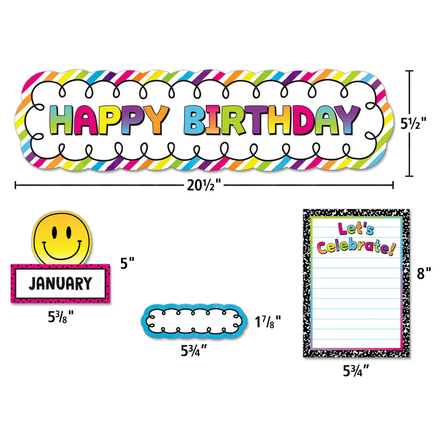 Brights 4Ever Happy Birthday Mini Bulletin Board-Bulletin Board Sets-Tools 4 Teaching-Classroom Decor and More