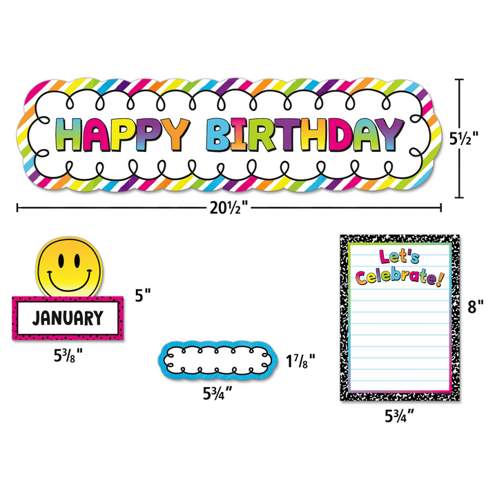 Brights 4Ever Happy Birthday Mini Bulletin Board-Bulletin Board Sets-Tools 4 Teaching-Classroom Decor and More