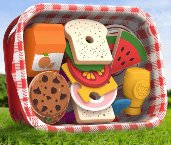 Pretendables Picnic Basket Set-Play Food-Tools 4 Teaching-Classroom Decor and More