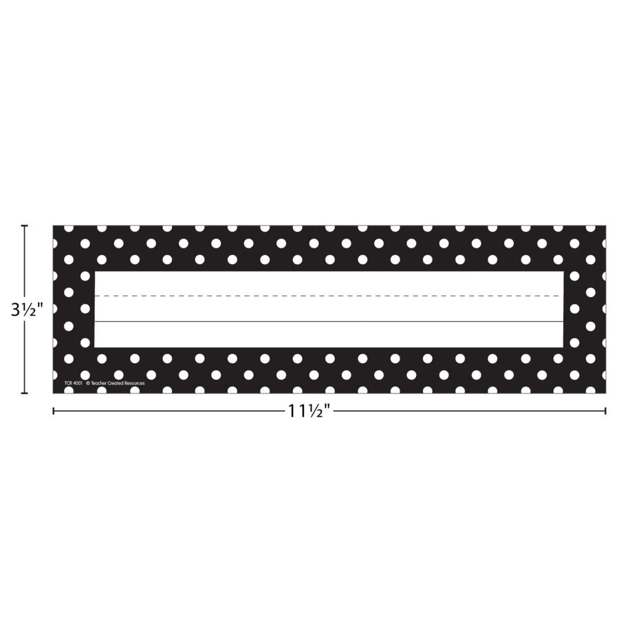 Black Polka Dots Flat Name Plates-Nameplates & Name Tags-Tools 4 Teaching-Classroom Decor and More
