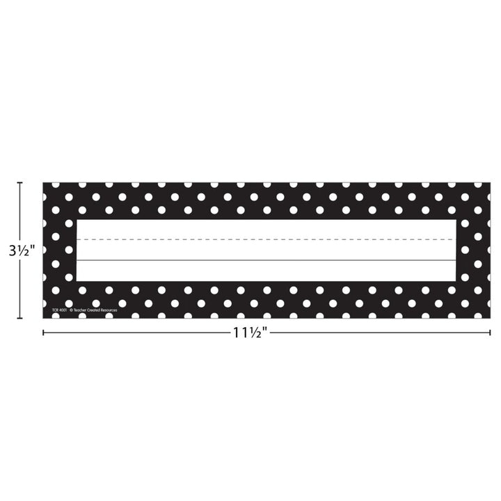 Black Polka Dots Flat Name Plates-Nameplates & Name Tags-Tools 4 Teaching-Classroom Decor and More