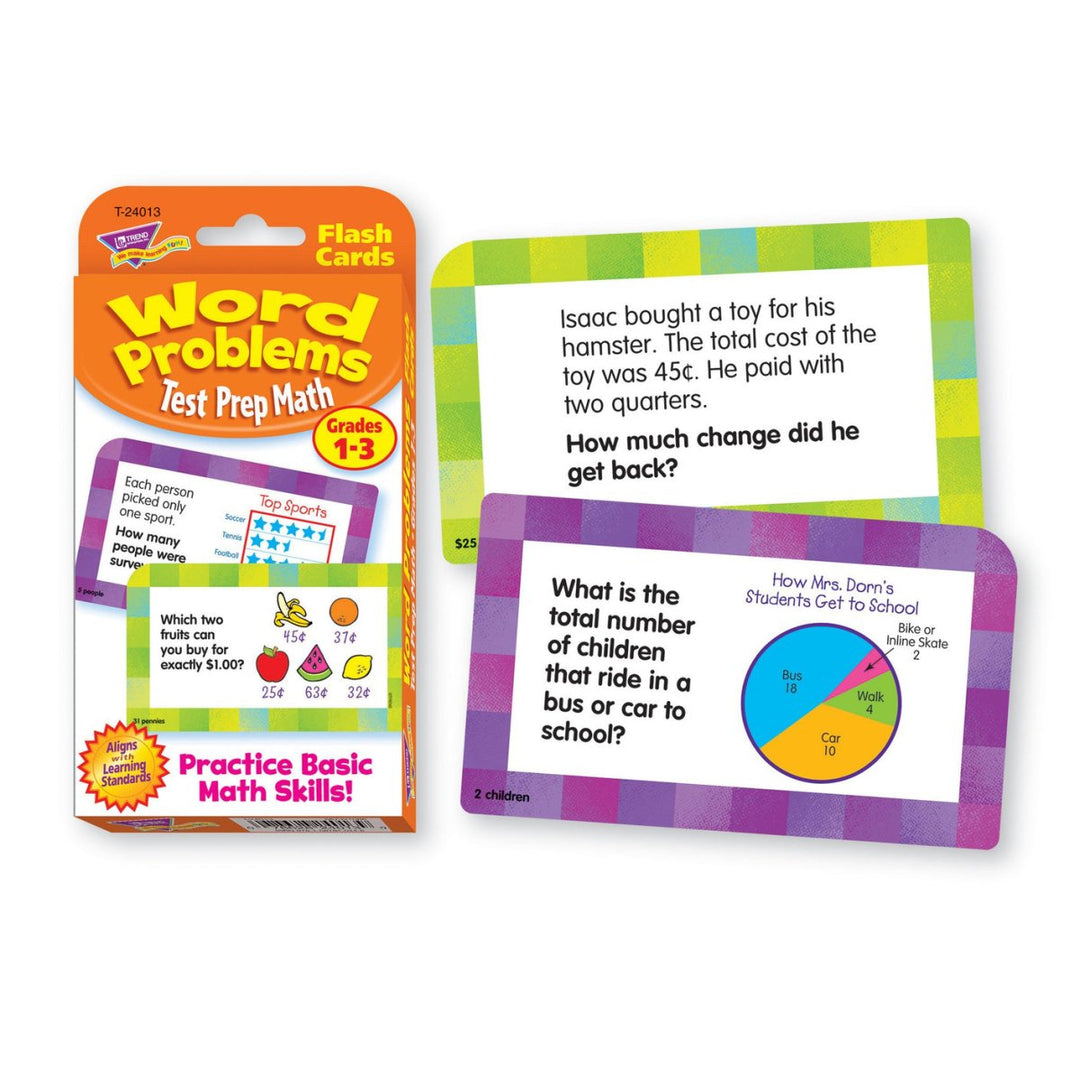 Word Problems Test Prep Math, Grades 1-3 Challenge Cards®-Flashcards-Tools 4 Teaching-Classroom Decor and More