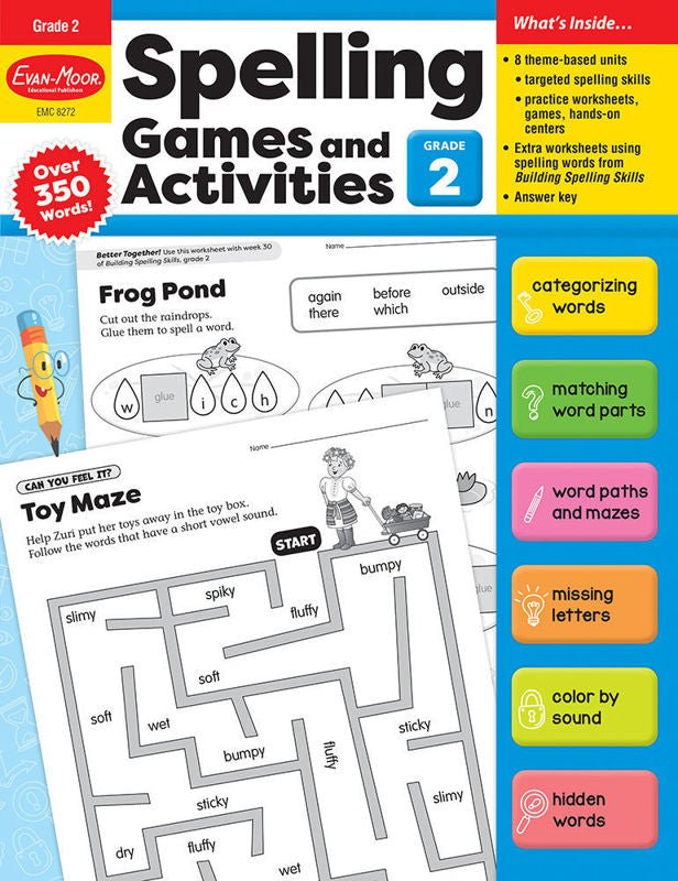 Spelling Games and Activities, Grade 2 - Print-Vocabulary Books-Tools 4 Teaching-Classroom Decor and More