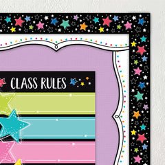 Star Bright Colorful Stars on Black EZ Border-Borders-Tools 4 Teaching-Classroom Decor and More