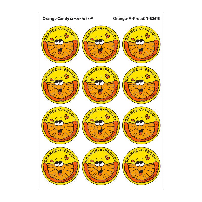 Orange-A-Proud!, Orange Candy scent Retro Scratch 'n Sniff Stinky Stickers®-Stickers-Tools 4 Teaching-Classroom Decor and More