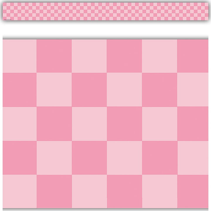 Cool for School Pink Checkers Straight Border Trim-Borders-Tools 4 Teaching-Classroom Decor and More