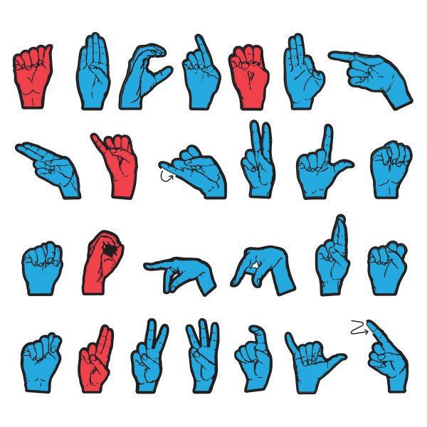Wonderfoam® Magnetic Sign Language Letters Assorted Sizes Red And Blue Colors 26 Pieces-Subjects - Reading - Reading Manipulatives-Tools 4 Teaching-Classroom Decor and More