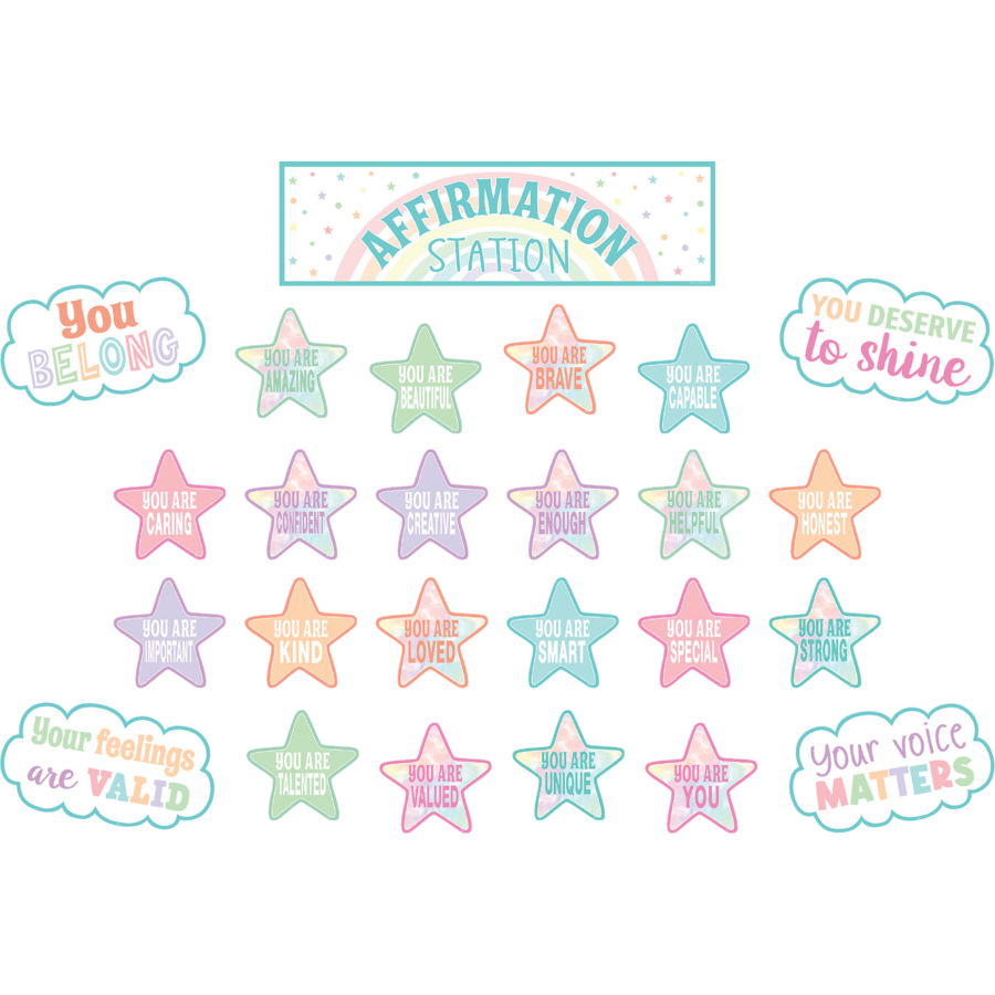 Pastel Pop Positive Affirmations Mini Bulletin Board-Mini Bulletin Boards-Tools 4 Teaching-Classroom Decor and More