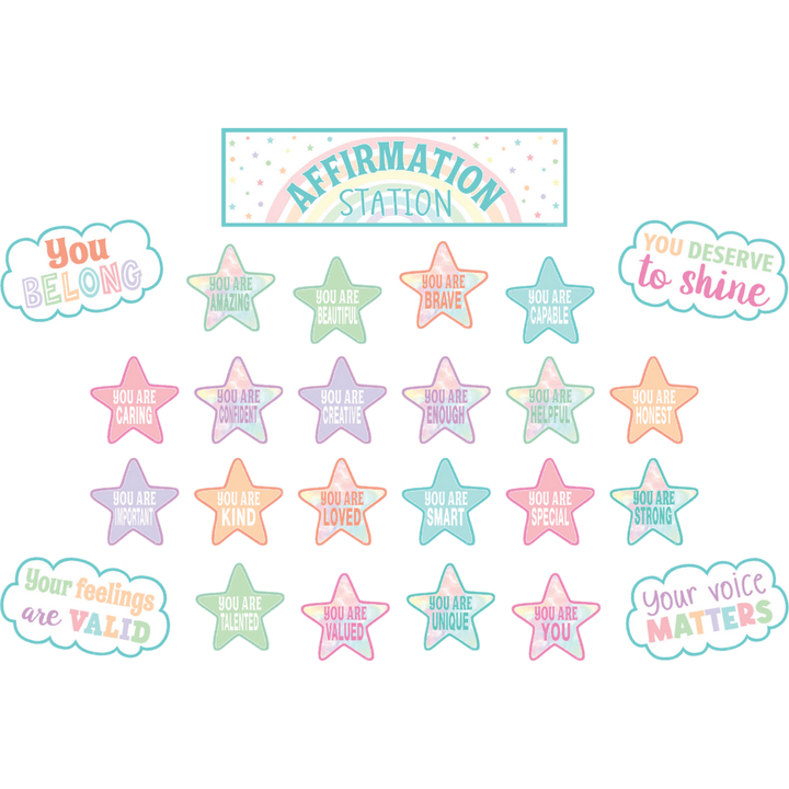 Pastel Pop Positive Affirmations Mini Bulletin Board-Mini Bulletin Boards-Tools 4 Teaching-Classroom Decor and More
