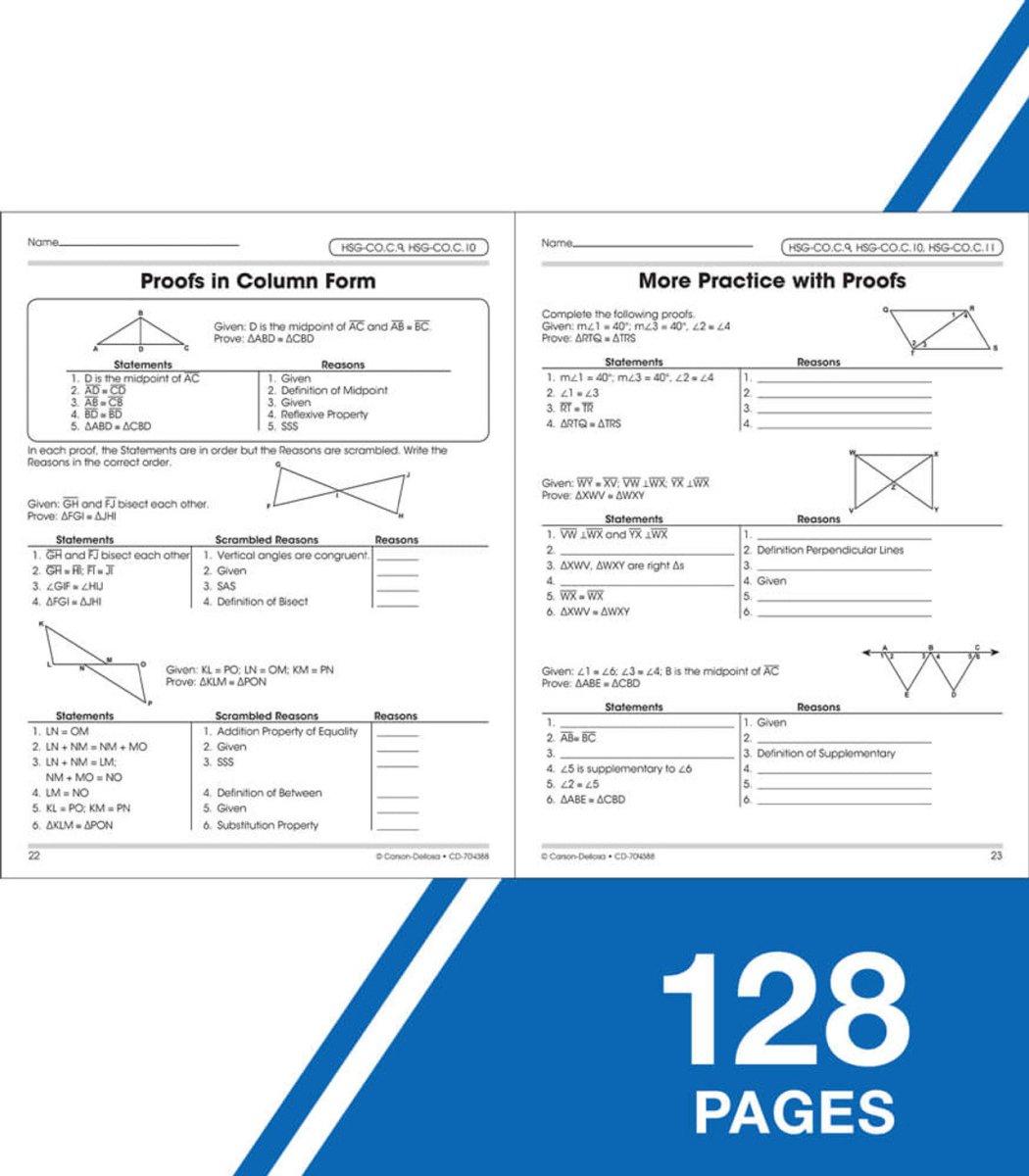 The 100+ Series™: Geometry Workbook Grade 8-10 (Paperback)-Math Books-Tools 4 Teaching-Classroom Decor and More