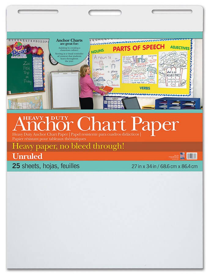 Pacon® Heavy Duty Anchor Chart Paper, Non-Adhesive 27" X 34" White 25 Sheets-Chart Paper-Tools 4 Teaching-Classroom Decor and More