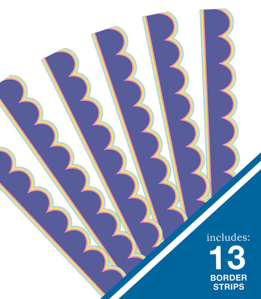 We Stick Together Pop of Purple Scalloped Bulletin Board Borders-Borders-Tools 4 Teaching-Classroom Decor and More
