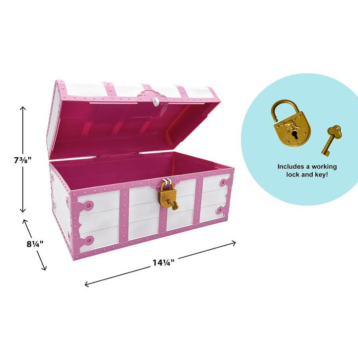 Pink and White Treasure Box with Lock and Key-Awards-Tools 4 Teaching-Classroom Decor and More