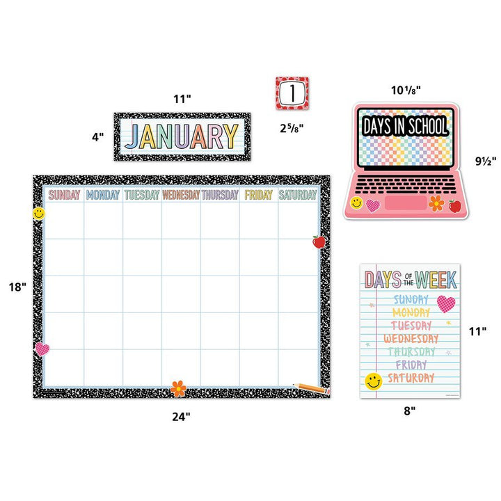 Cool for School Calendar Bulletin Board-Bulletin Board Sets-Tools 4 Teaching-Classroom Decor and More