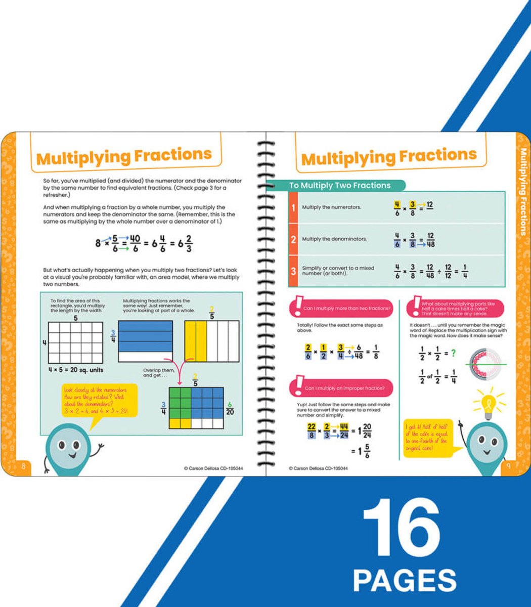 Advanced Fractions Resource Book Grade 5-6 Spiral-Math Books-Tools 4 Teaching-Classroom Decor and More