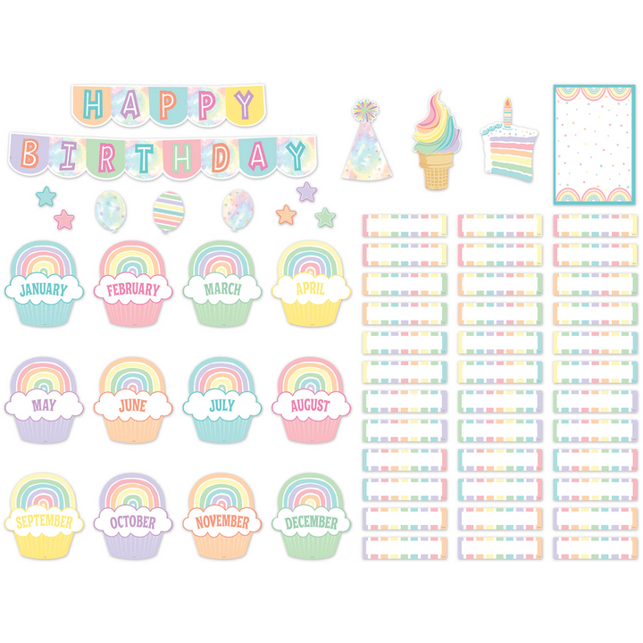 Pastel Pop Happy Birthday Mini Bulletin Board-Birthday-Tools 4 Teaching-Classroom Decor and More