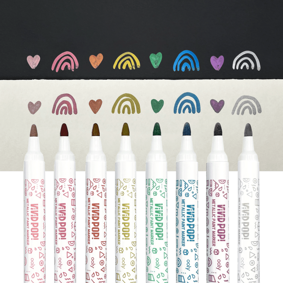 Vivid Pop! Water Based Paint Markers - Metallic - Set of 8-Art Supplies-Tools 4 Teaching-Classroom Decor and More