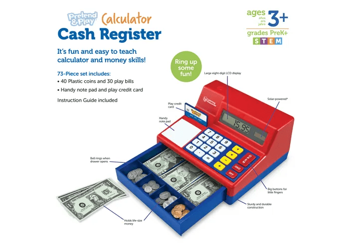 Pretend & Play® Calculator Cash Register-Time & Money-Tools 4 Teaching-Classroom Decor and More