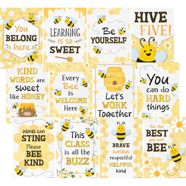Buzzing Bees Positive Sayings Small Poster Pack-Posters-Tools 4 Teaching-Classroom Decor and More