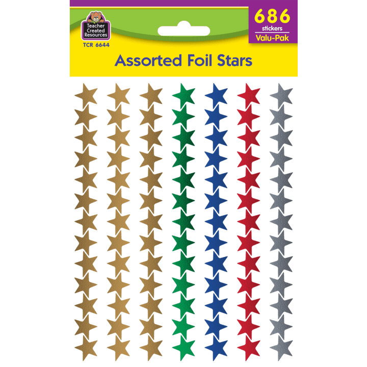 Assorted Foil Stars Stickers Valu-Pak-Stickers-Tools 4 Teaching-Classroom Decor and More