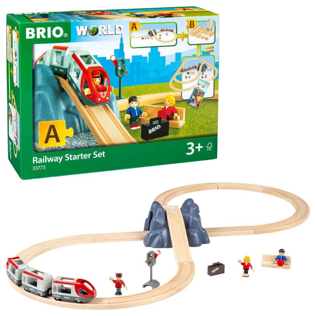 BRIO World - 33773 Railway Starter Set | 26 Piece Toy Train with Accessories and Wooden Tracks for Kids Age 3 and Up-Vehicles & Construction-Tools 4 Teaching-Classroom Decor and More