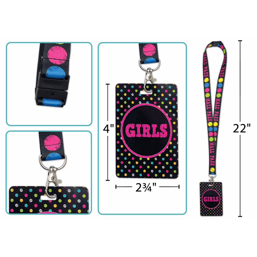 Chalkboard Brights Hall Pass Lanyards-Hall Passes-Tools 4 Teaching-Classroom Decor and More