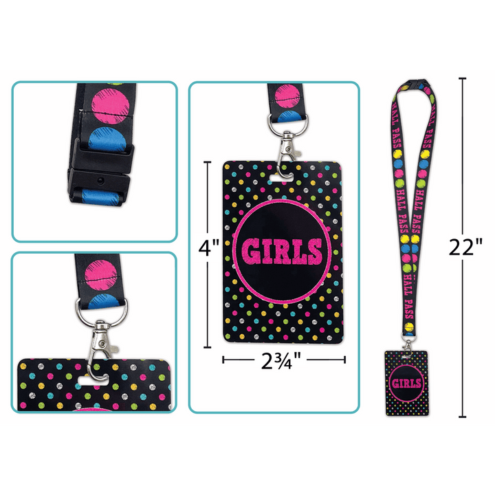 Chalkboard Brights Hall Pass Lanyards-Hall Passes-Tools 4 Teaching-Classroom Decor and More