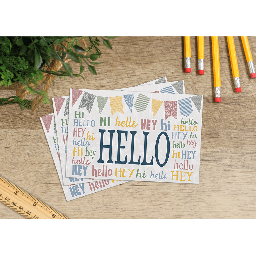 Classroom Cottage Hello Postcards-Postcards-Tools 4 Teaching-Classroom Decor and More