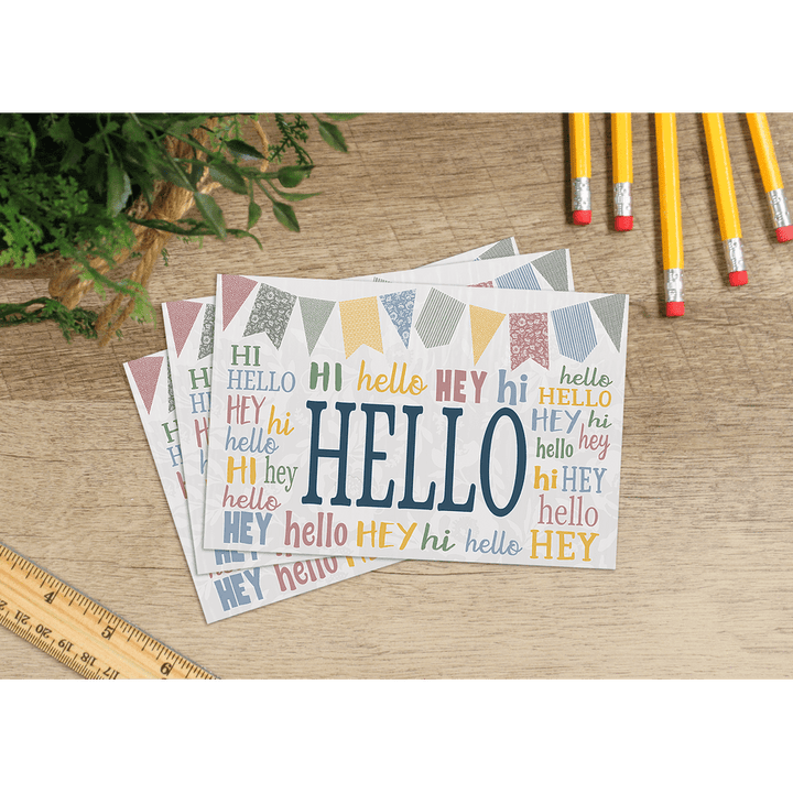 Classroom Cottage Hello Postcards-Postcards-Tools 4 Teaching-Classroom Decor and More