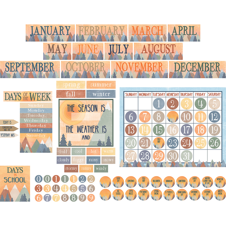 Moving Mountains Calendar Bulletin Board-Bulletin Board Sets-Tools 4 Teaching-Classroom Decor and More
