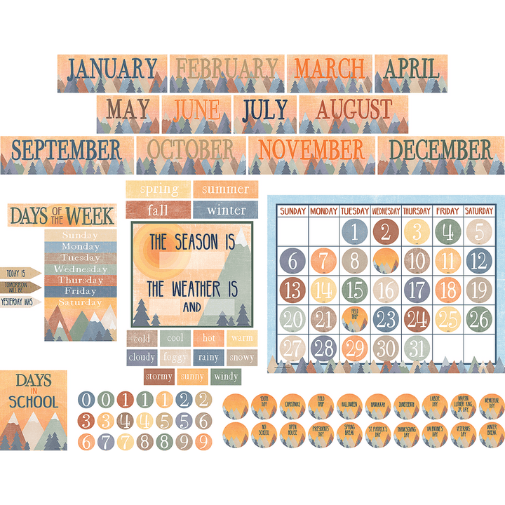 Moving Mountains Calendar Bulletin Board-Bulletin Board Sets-Tools 4 Teaching-Classroom Decor and More