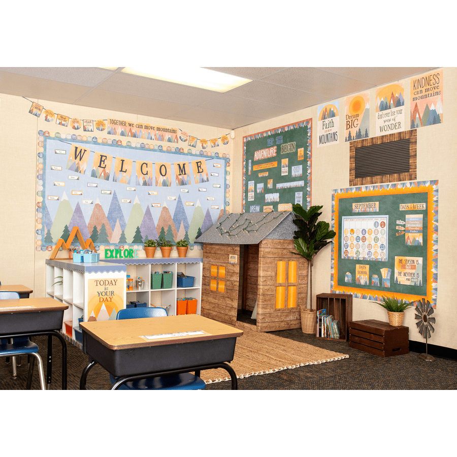 Moving Mountains Welcome Bulletin Board-Bulletin Board Sets-Tools 4 Teaching-Classroom Decor and More